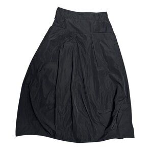 Sun Kim Midi Lagenlook Y2K Black Pull On Elastic Waste Skirt size XS parachute